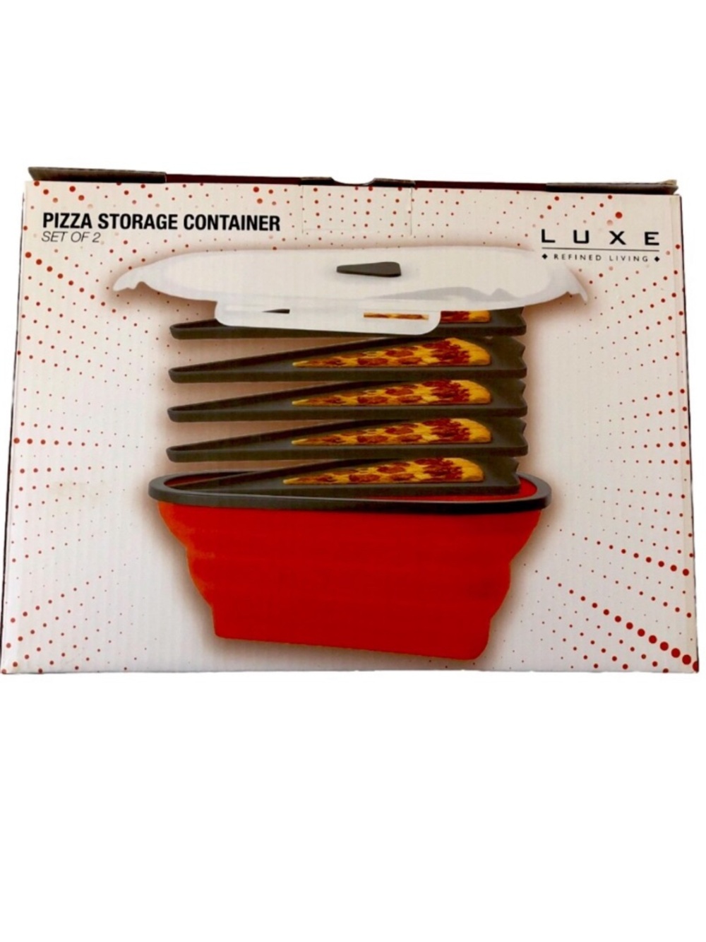 Luxe Red Pizza Slice Storage Set of 2 New in Box
